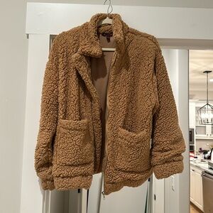 Brown teddy zip up jacket